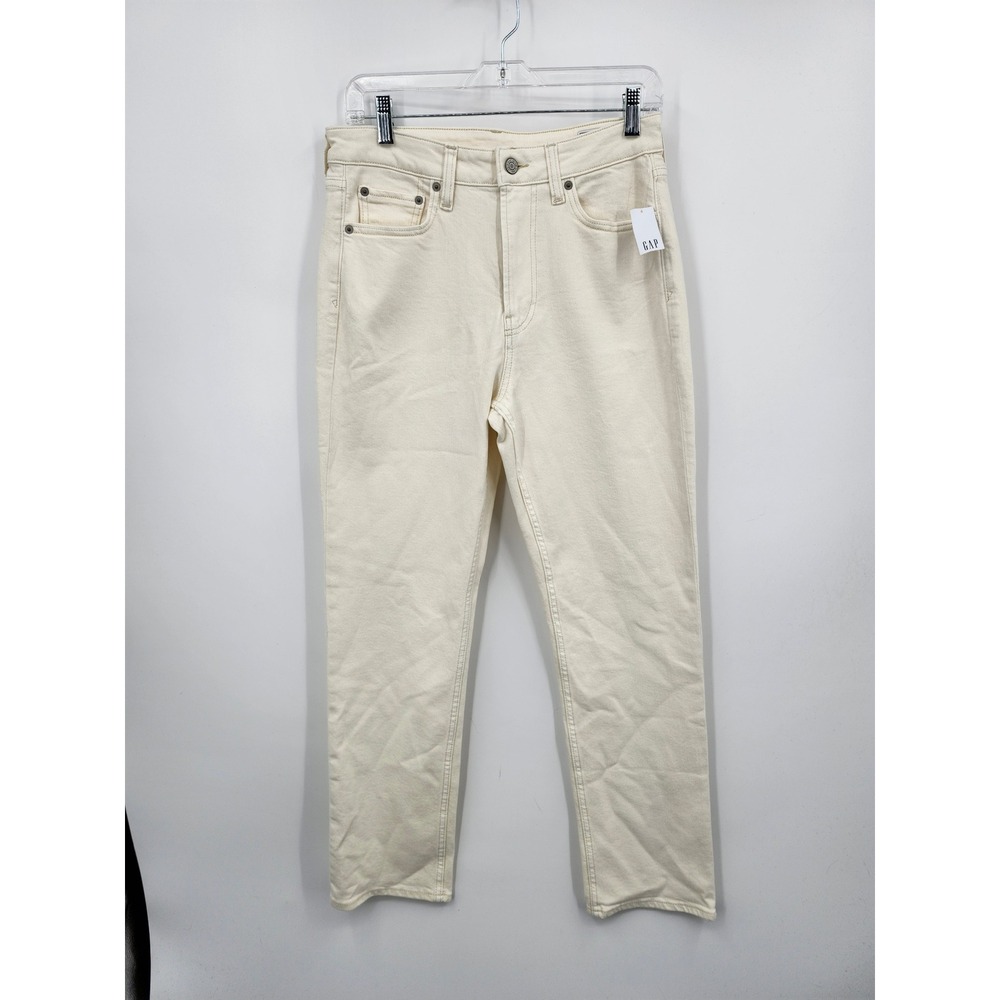 Gap Jeans Women 29/8S Cream Curvy 90s Straight High Rise Off White Denim